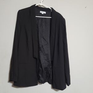 Boutique Womens Tuxedo Jacket Blazer Black Size 1X‎ Open Lined Suit Top PlusLine